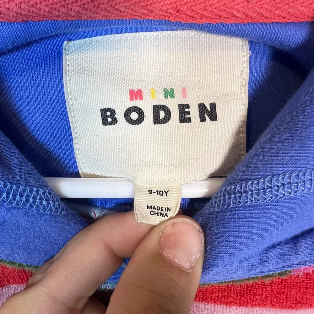 Mini Boden Kids Rainbow Stripe Toweling Beach Cover Up Hoodie G3037 Size 9-10Y